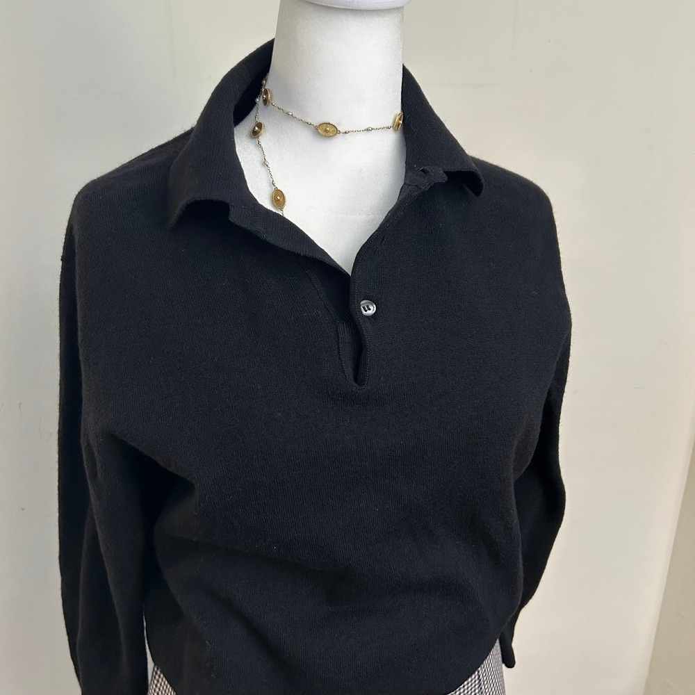 Piattelli Rome Long Sleeve‎ Polo Sweater Black Size V Good